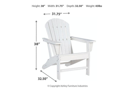 Sundown Treasure White Adirondack Chair by Ashley at Eve Furniture