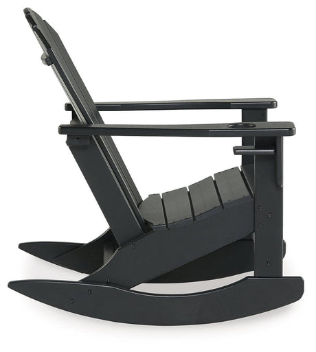 Sundown Treasure Black Outdoor Rocking Chair by Ashley at Eve Furniture