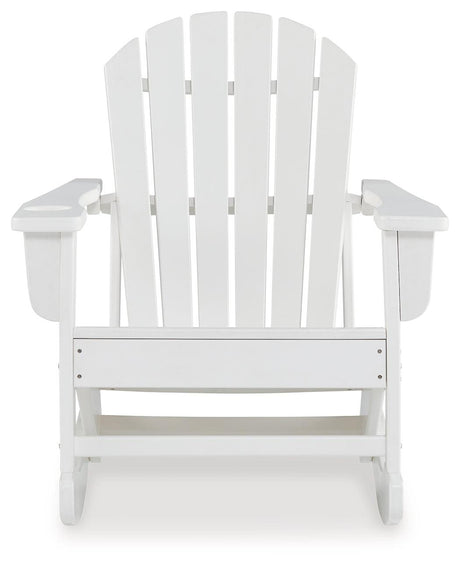 Sundown Treasure White Outdoor Rocking Chair by Ashley at Eve Furniture