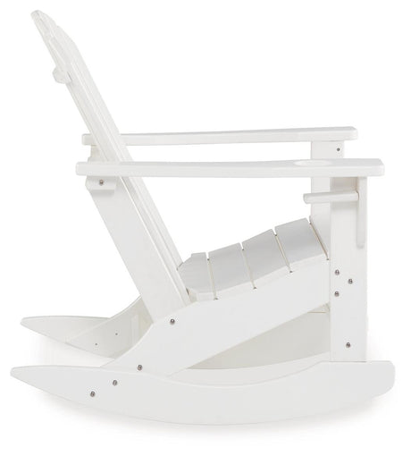 Sundown Treasure White Outdoor Rocking Chair by Ashley at Eve Furniture