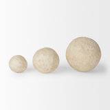 Sunita Set of 3 Beige Paper Mache Orbs by Mercana at Eve Furniture