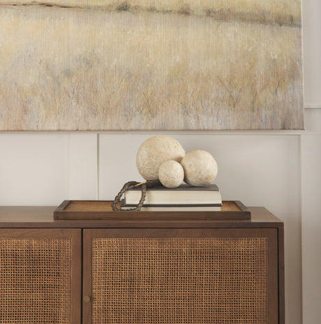 Sunita Set of 3 Beige Paper Mache Orbs by Mercana at Eve Furniture