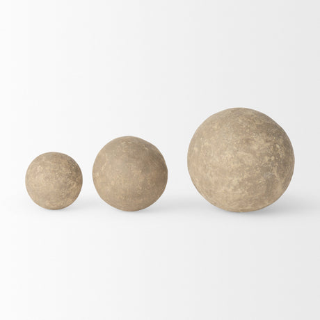 Sunita Set of 3 Gray Paper Mache Orbs by Mercana at Eve Furniture