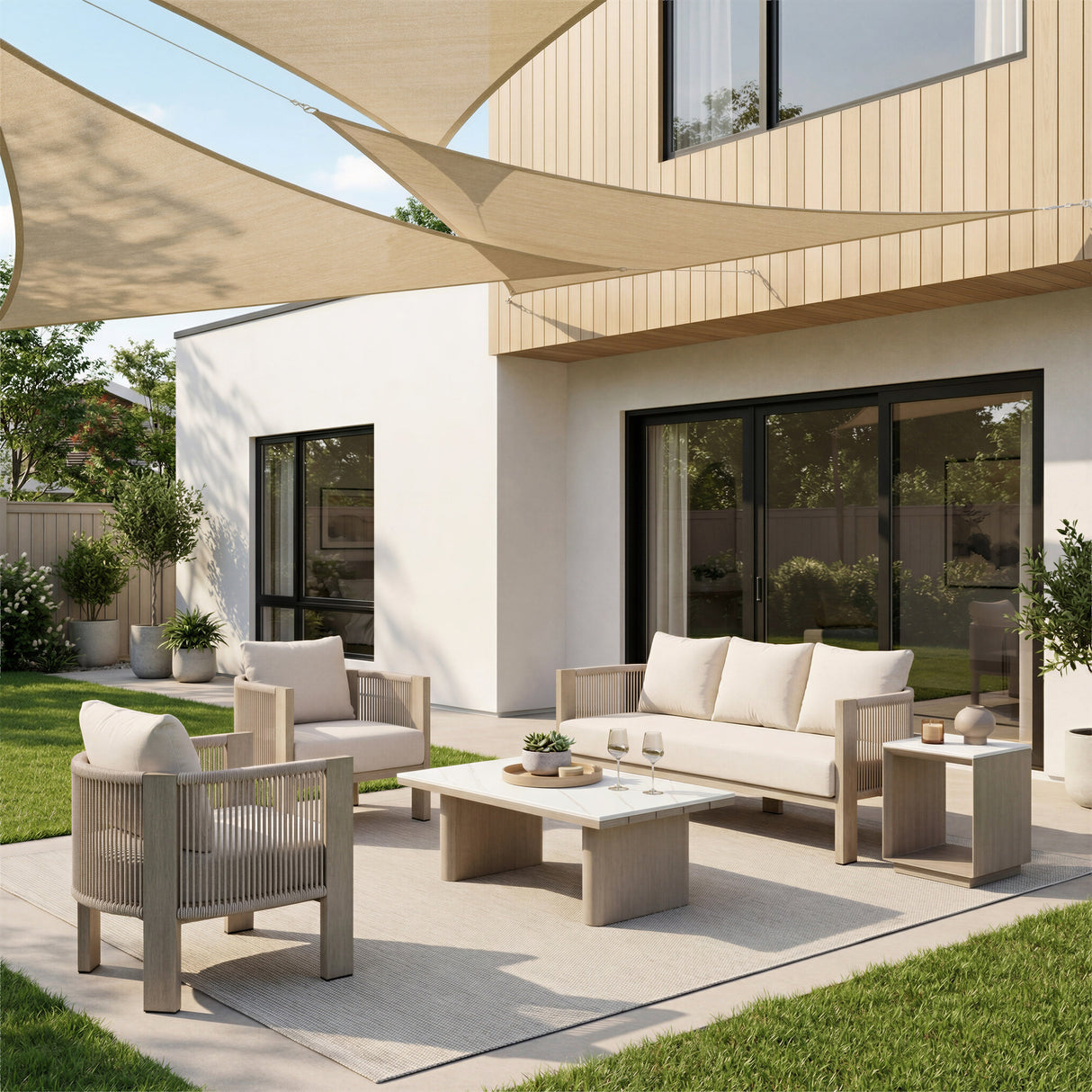 Sunlit Springs Gray Outdoor Sofa by Zuomod at Eve Furniture