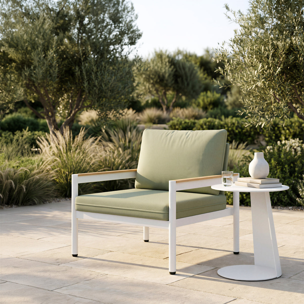 Sunny Isles White Outdoor Side Table by Zuomod at Eve Furniture