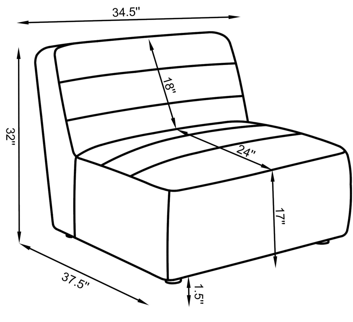 Sunny Natural Upholstered Armless Chair