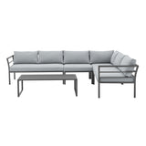 Sunnyside Corner Patio Conversation Set with Table in Grey on Grey by Manhattan Comfort at Eve Furniture