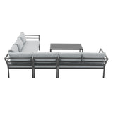 Sunnyside Corner Patio Conversation Set with Table in Grey on Grey by Manhattan Comfort at Eve Furniture