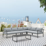 Sunnyside Corner Patio Conversation Set with Table in Grey on Grey by Manhattan Comfort at Eve Furniture