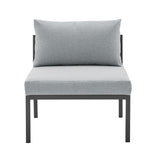 Sunnyside Corner Patio Conversation Set with Table in Grey on Grey by Manhattan Comfort at Eve Furniture