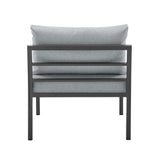 Sunnyside Corner Patio Conversation Set with Table in Grey on Grey by Manhattan Comfort at Eve Furniture