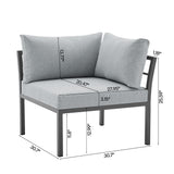 Sunnyside Corner Patio Conversation Set with Table in Grey on Grey by Manhattan Comfort at Eve Furniture