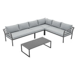 Sunnyside Corner Patio Conversation Set with Table in Grey on Grey by Manhattan Comfort at Eve Furniture
