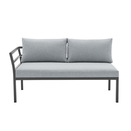 Sunnyside Corner Patio Conversation Set with Table in Grey on Grey by Manhattan Comfort at Eve Furniture