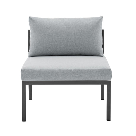 Sunnyside Corner Patio Conversation Set with Table in Grey on Grey by Manhattan Comfort at Eve Furniture