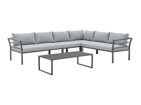 Sunnyside Corner Patio Conversation Set with Table in Grey on Grey by Manhattan Comfort at Eve Furniture