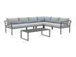 Sunnyside Corner Patio Conversation Set with Table in Grey on Grey by Manhattan Comfort at Eve Furniture