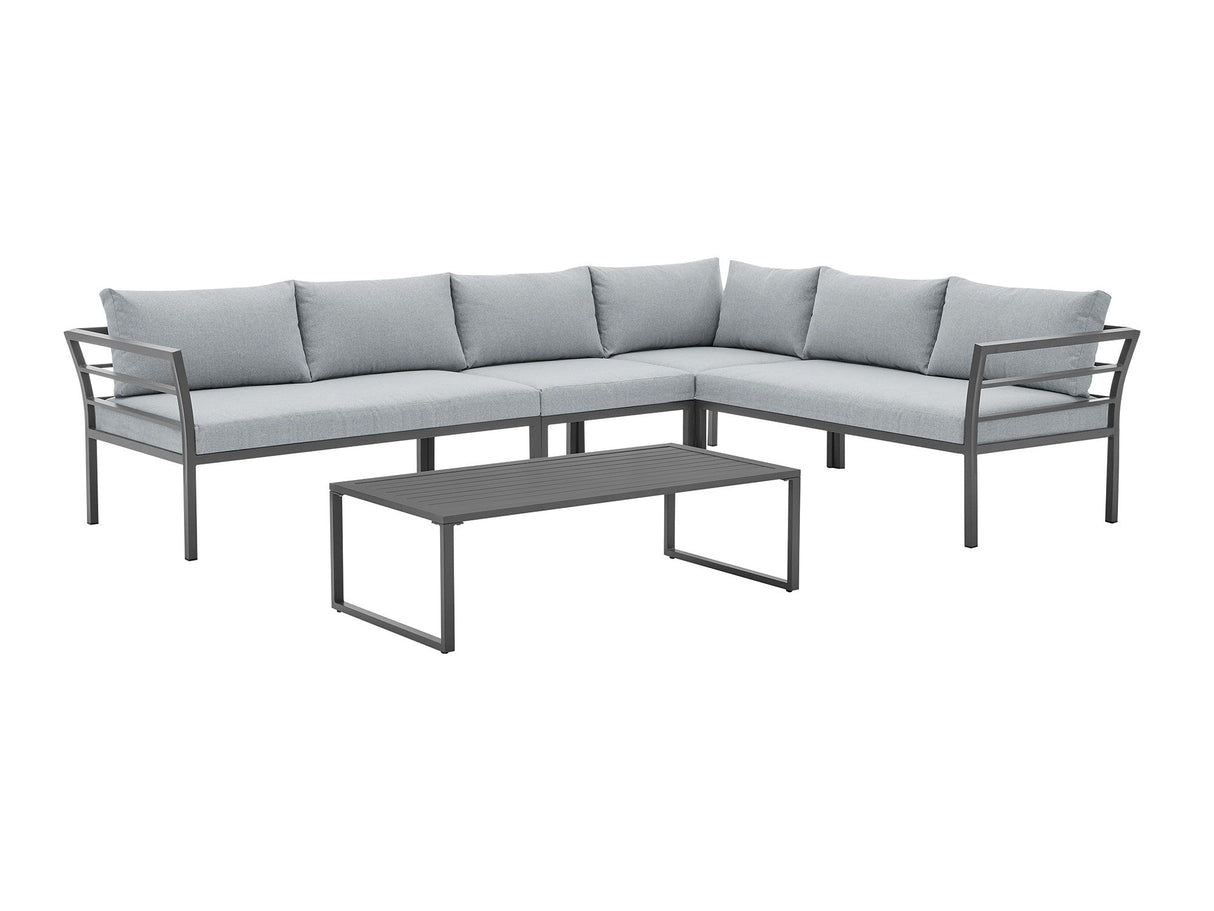 Sunnyside Corner Patio Conversation Set with Table in Grey on Grey by Manhattan Comfort at Eve Furniture