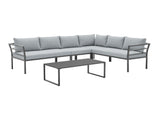 Sunnyside Corner Patio Conversation Set with Table in Grey on Grey by Manhattan Comfort at Eve Furniture