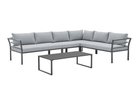 Sunnyside Corner Patio Conversation Set with Table in Grey on Grey by Manhattan Comfort at Eve Furniture
