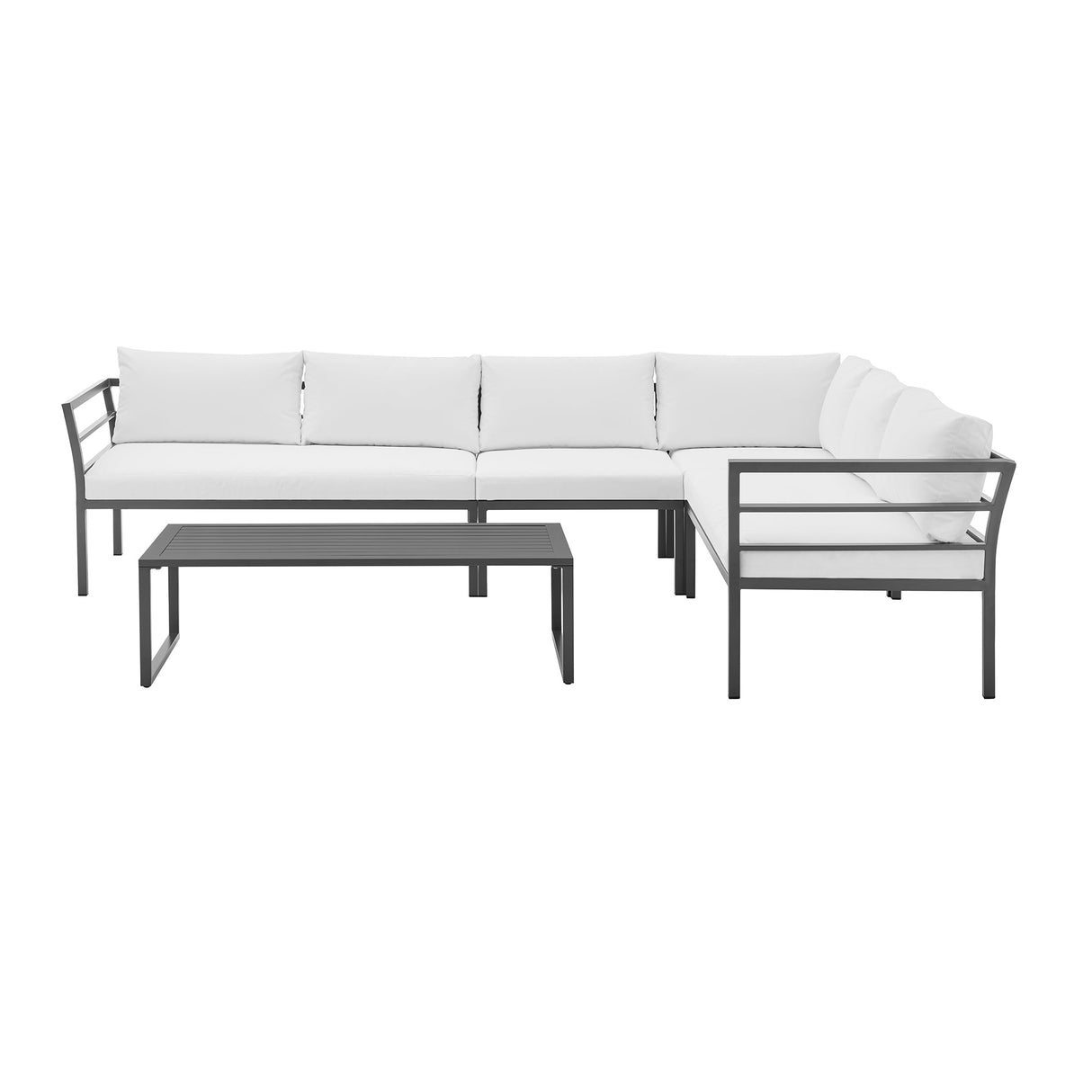 Sunnyside Corner Patio Conversation Set with Table in Grey on White by Manhattan Comfort at Eve Furniture
