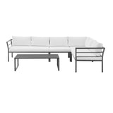Sunnyside Corner Patio Conversation Set with Table in Grey on White by Manhattan Comfort at Eve Furniture