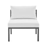 Sunnyside Corner Patio Conversation Set with Table in Grey on White by Manhattan Comfort at Eve Furniture