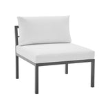 Sunnyside Corner Patio Conversation Set with Table in Grey on White by Manhattan Comfort at Eve Furniture