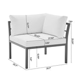 Sunnyside Corner Patio Conversation Set with Table in Grey on White by Manhattan Comfort at Eve Furniture