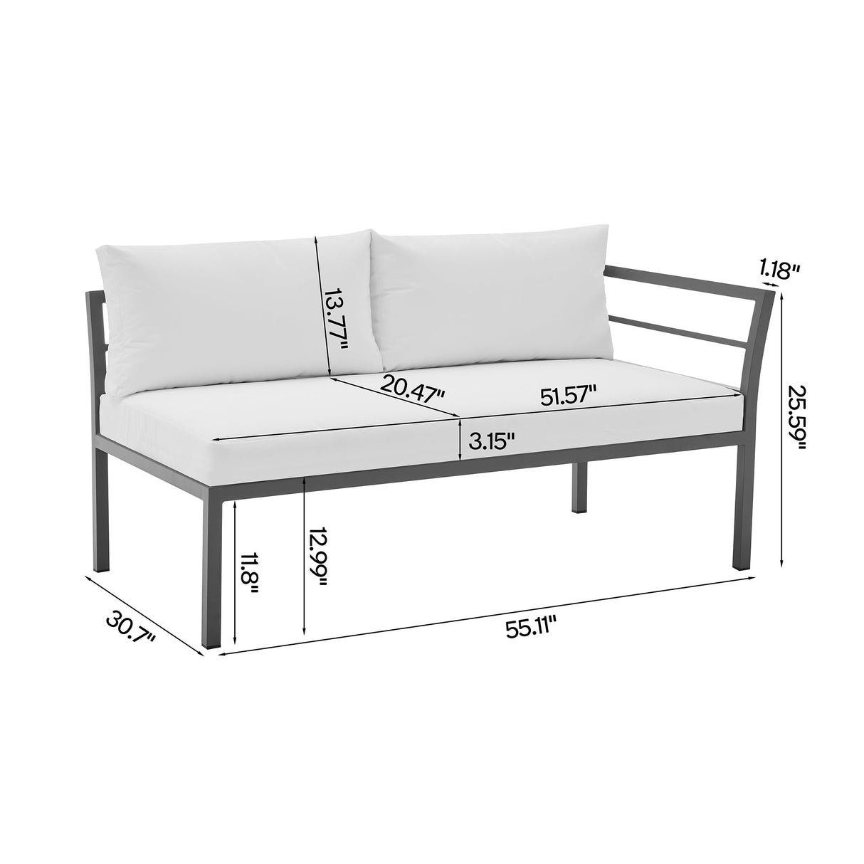 Sunnyside Corner Patio Conversation Set with Table in Grey on White by Manhattan Comfort at Eve Furniture
