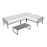 Sunnyside Corner Patio Conversation Set with Table in Grey on White by Manhattan Comfort at Eve Furniture