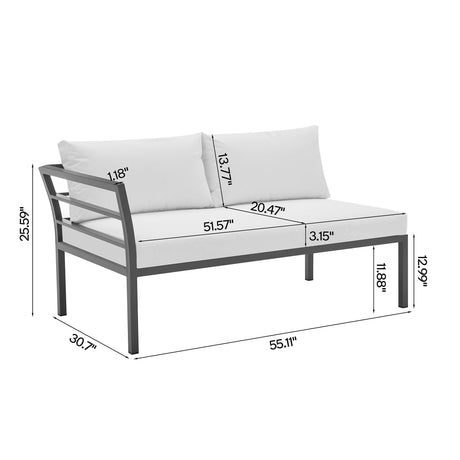 Sunnyside Corner Patio Conversation Set with Table in Grey on White by Manhattan Comfort at Eve Furniture