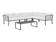 Sunnyside Corner Patio Conversation Set with Table in Grey on White by Manhattan Comfort at Eve Furniture