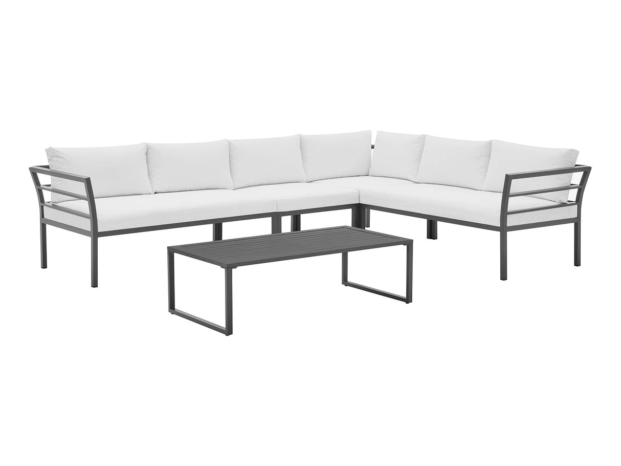 Sunnyside Corner Patio Conversation Set with Table in Grey on White by Manhattan Comfort at Eve Furniture