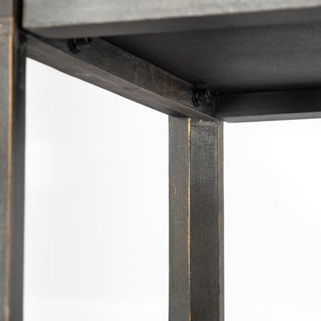 Sunnyvale Dark Brown Solid Wood and Mirrored Glass Four Shelf Shelving Unit by Mercana at Eve Furniture