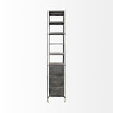 Sunnyvale Dark Brown Solid Wood and Mirrored Glass Four Shelf Shelving Unit by Mercana at Eve Furniture