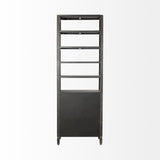 Sunnyvale Dark Brown Solid Wood and Mirrored Glass Four Shelf Shelving Unit by Mercana at Eve Furniture