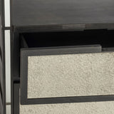 Sunnyvale Dark Brown Solid Wood and Mirrored Glass Four Shelf Shelving Unit by Mercana at Eve Furniture
