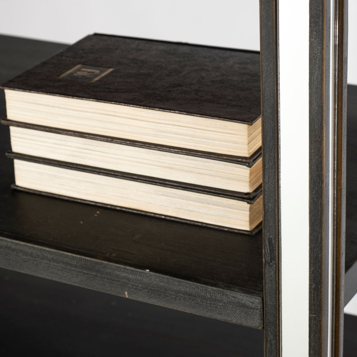 Sunnyvale Dark Brown Solid Wood and Mirrored Glass Four Shelf Shelving Unit by Mercana at Eve Furniture