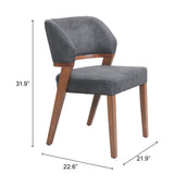 Sunobu Azure Gray & Walnut Dining Chair (Set of 2) by Zuomod at Eve Furniture
