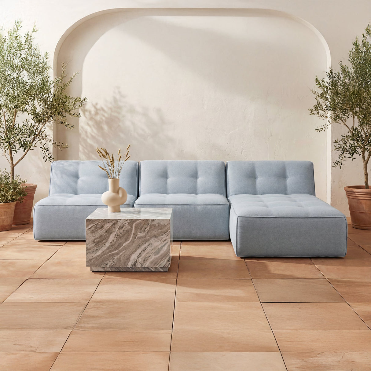 Sunseeker Light Blue Outdoor Chaise by MOES at Eve Furniture