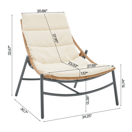 Sunset 3-Piece Patio Conversation Set in Cream by Manhattan Comfort at Eve Furniture
