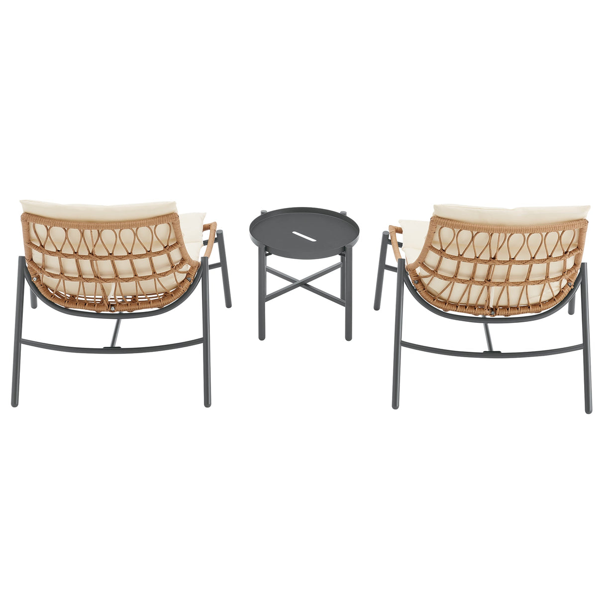 Sunset 3-Piece Patio Conversation Set in Cream by Manhattan Comfort at Eve Furniture