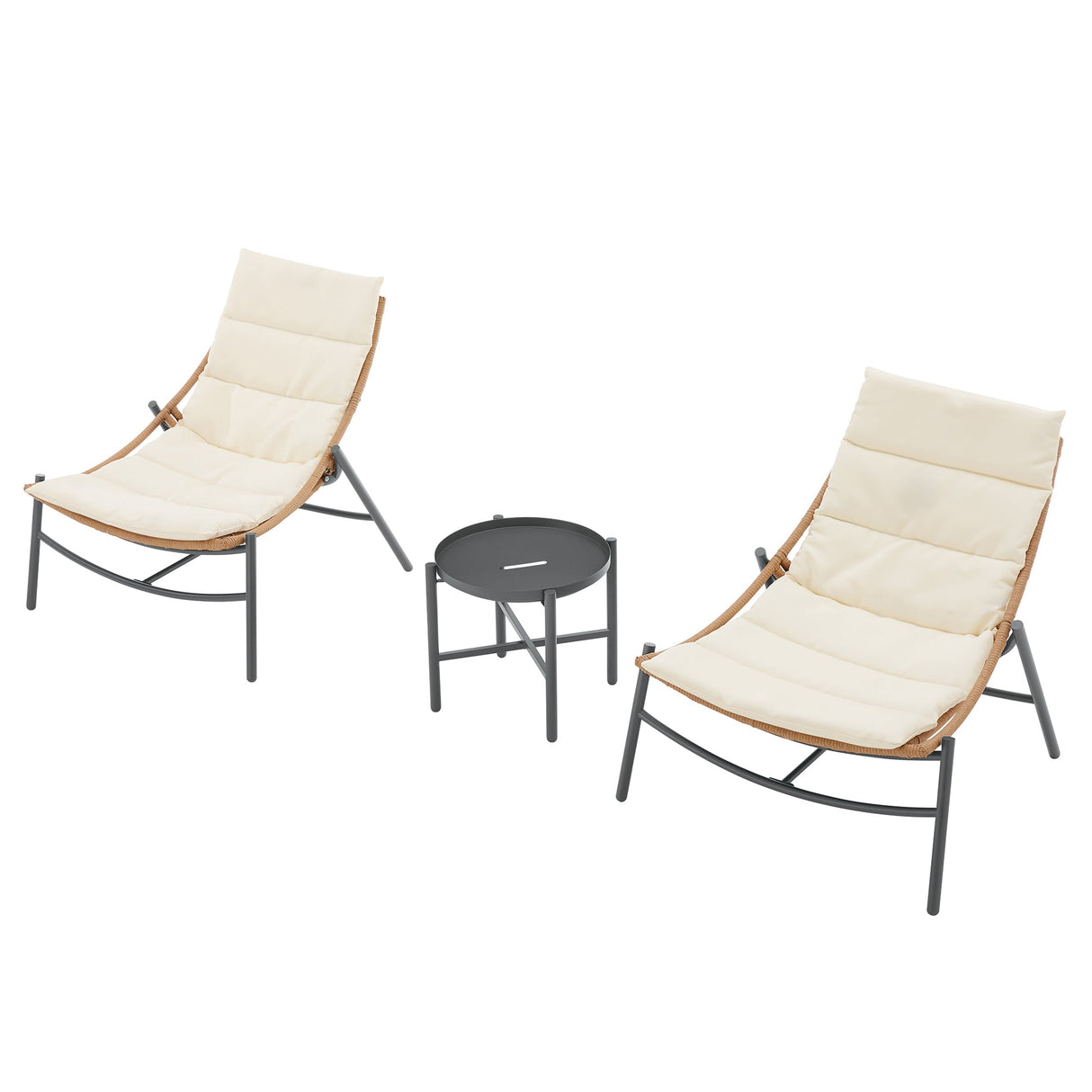 Sunset 3-Piece Patio Conversation Set in Cream by Manhattan Comfort at Eve Furniture
