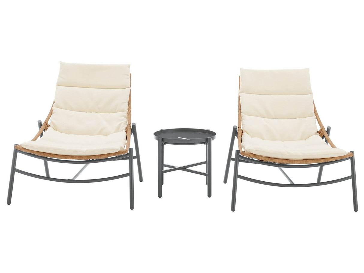 Sunset 3-Piece Patio Conversation Set in Cream by Manhattan Comfort at Eve Furniture