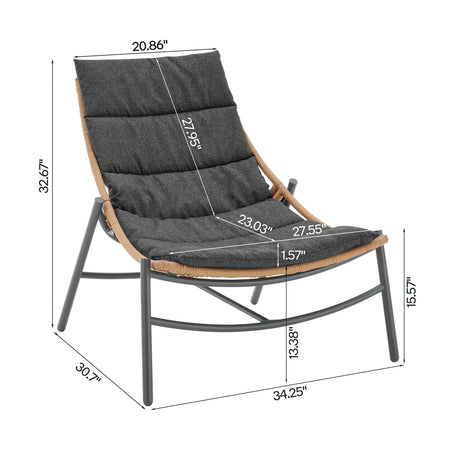 Sunset 3-Piece Patio Conversation Set in Grey by Manhattan Comfort at Eve Furniture