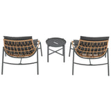 Sunset 3-Piece Patio Conversation Set in Grey by Manhattan Comfort at Eve Furniture