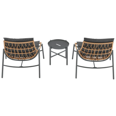 Sunset 3-Piece Patio Conversation Set in Grey by Manhattan Comfort at Eve Furniture