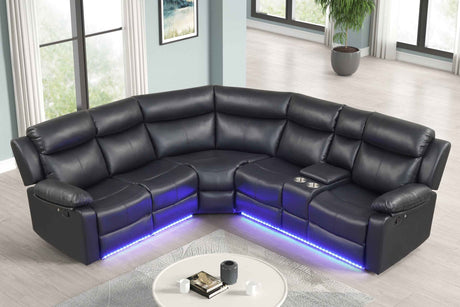 Super Black Leather Gel Reclining Sectional by Happy Homes at Eve Furniture