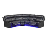 Super Black Leather Gel Reclining Sectional by Happy Homes at Eve Furniture